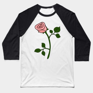 Single Pink Rose - simple illustration Baseball T-Shirt